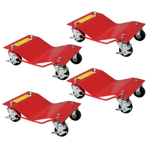 GAOMON Car Dolly Set of 4, 6000LBS Heavy Duty Wheel Dolly Set for Moving Cars, Car Mover Wheel Dollie Cart Moving Cars, Trucks, Trailers, Motorcycles, Dirt Bike, Red