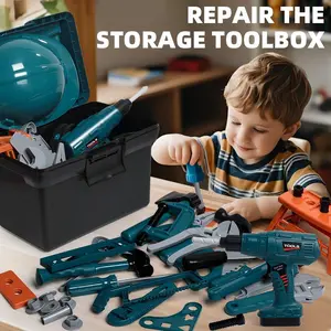 43/44/56pcs Kids Simulation Tool Set with Toy Drill Bits and Storage Box, Interactive Building Tools for 3-6 Year Olds, Valentine's Day Gift