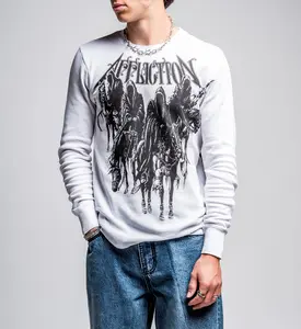 Affliction Men's Thermal Long Sleeve Shirt Black Night