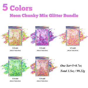 5 bags glitter bundle fluorescent chunky mix neon glitter for resin tumblers crafts arts DIY creative projects