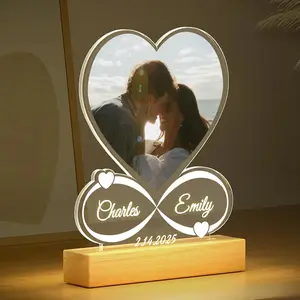 Personalized Couple Picture Frames with Photo Night Light, Anniversary  Gift for Women Men Him Her Girlfriend Boyfriend, Valentine's Day Bedroom Decor, Wedding Home Keepsake