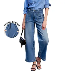 Sidefeel Women's Wide Leg Jeans High Waisted Stretchy Jeans Straight Leg Loose Fit Zimbaplatinum Ankle Denim Pants TikTokShopBlackFriday Formal Summer