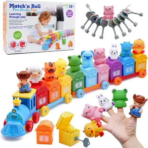 Montessori Learning Toy Set for Toddlers Aged 2–3 Years, Counting Matching Sorting Activities with Farm Animal Finger Puppets, Barn Locks and Keys, Number Counting Blocks