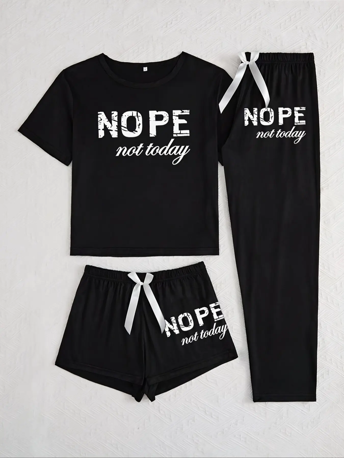 Women's Casual Letter Print Pajama Set, Three-Piece Sleepwear for All Seasons, Fitted Kint Fabric, Comfortable Nightwear