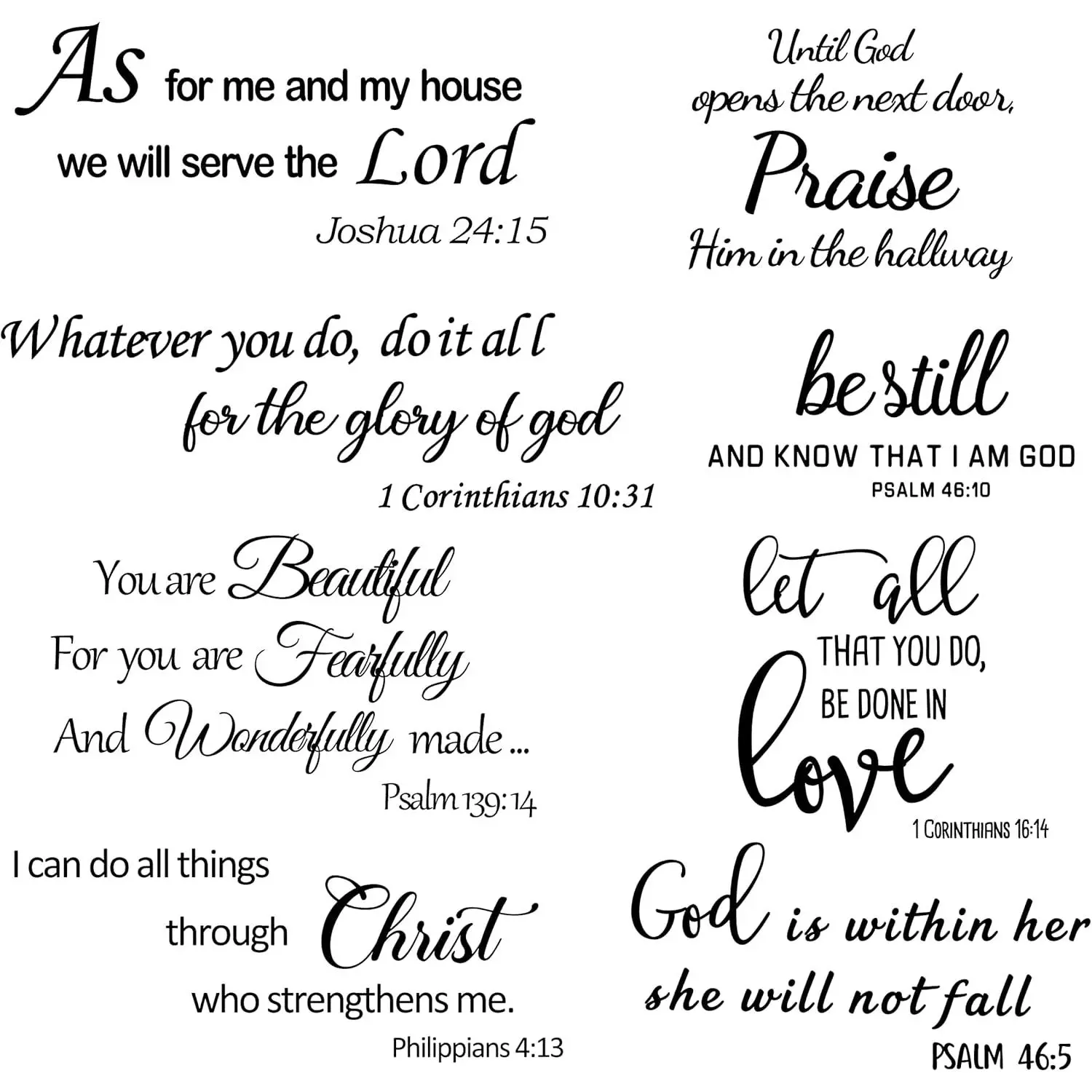 Verse Wall Decals Inspirational Wall Decals Quotes Christian Scripture Religious Wall Stickers Peel and Stick Motivational Decal Postive Saying Wall Stickers for Women Family Home Bedroom Decor
