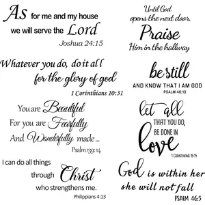 Verse Wall Decals Inspirational Wall Decals Quotes Christian Scripture Religious Wall Stickers Peel and Stick Motivational Decal Postive Saying Wall Stickers for Women Family Home Bedroom Decor