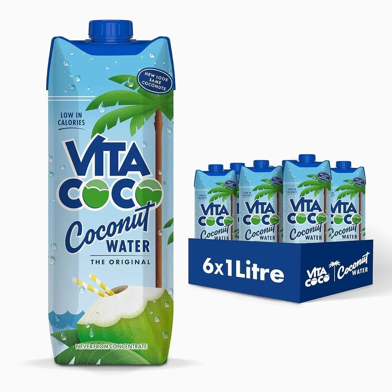 Vita Coco Coconut Water, Pure Original, Refreshing Coconut Taste, Natural Electrolytes, Vital Nutrients, 33.8 Oz (Pack of 6)