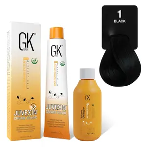 GK HAIR Global Keratin Natural Color Cream Tube (3.4 Fl Oz/100ml) + 20 Volume Developer (5 Fl Oz/150ml) - Professional Permanent Long Lasting Toner Dye