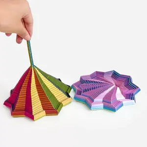 3D Printed Sensory Star Object, Expandable Fractal Hexagonal Handle, Rotating Spiral Design, Perfect Gift for Adults, Stress Relief Sculptures