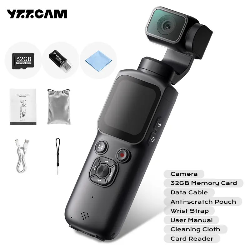 YZZCAM Pocket Vlogging Camera with 4K/30fps Videos, Pocket Camera with FaceTracking, 4K Handheld Camera, Video Camcorder, Portable WiFi Vlogging Camera with 32GB Card,  tiktok shop spring glow up