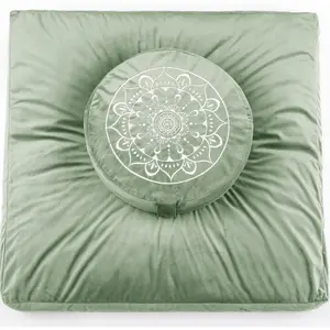 Meditation Cushion - Large  Zafu Floor Pillow for Adults and Women - Comfortable Yoga Pillow with Traditional Tibetan Buckwheat Filling for Meditation and Relaxation