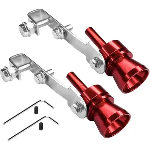 2PCS Exhaust Turbo Whistle, Loud Turbo Sound Booster Exhaust Muffler Pipe Aluminum Alloy Whistle,Car Roar Maker Turbo Sound Enhancer Whistle Simulator(XL-Red)