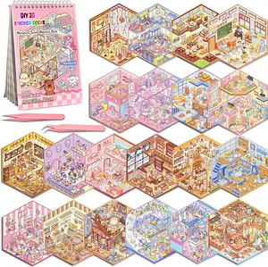 20 Sets 3D Sticker Scenes for Kids, Create Your Own Scene Sticker Book, Cute Kawaii Mini 3D Scene Stickers, Therapy Stickers for Stress Relief, Fun Party Favors Gifts for Holiday Christmas