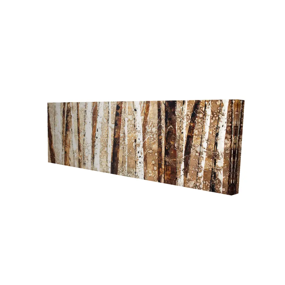 212 MAIN Rustic Brown Tree Trunks Hanging Wall Art - 16x48 in High-Def Photo, Artistic Nature Forest Landscape, Home Decor Products Poster & Print