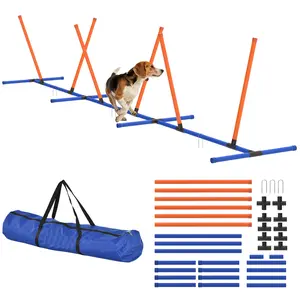 Dog Agility Training Adjustable Poles with Carry Bag – Dog Agility Course Equipment for Backyard, Park Use to Boost Pet’s Speed & Focus