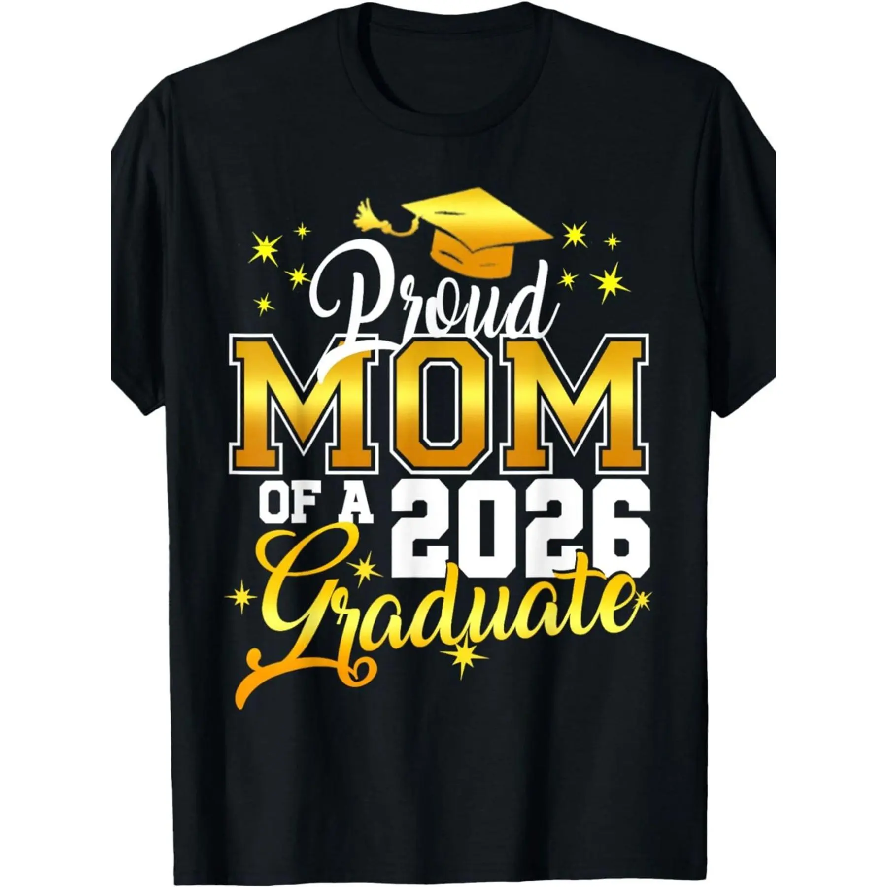 Men's Vintage "Proud Mom Of A 2026 Graduate" Print Graphic Tee, Casual Shortsleeve Crew Neck Menswear Top for Graduation Family Pride