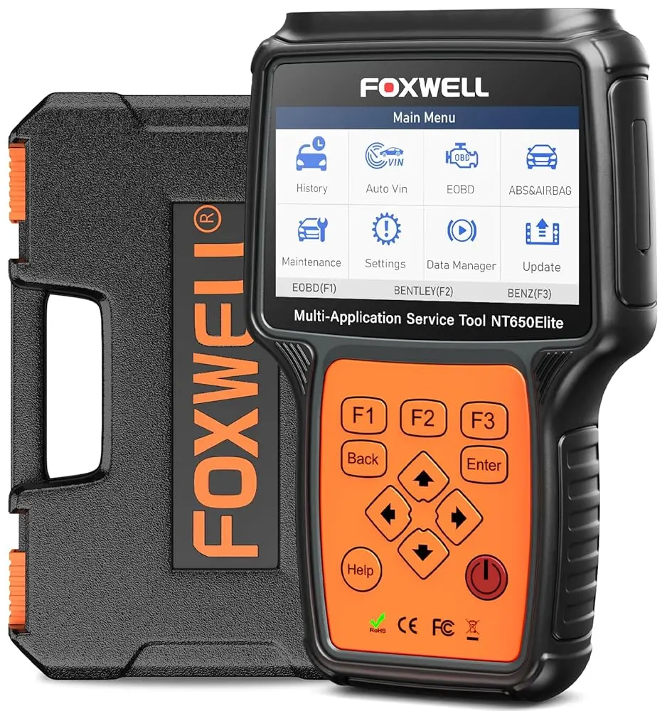 FOXWELL NT650 Elite Car Scanner, ABS SRS Engine Diagnostic Scan Tool with EPB/DPF/Oil Reset/ABS Bleeding/TPMS/SAS Calibration 25 Maintenance Services, Professional OBD2 Scanner OBDII Automotive Code Reader