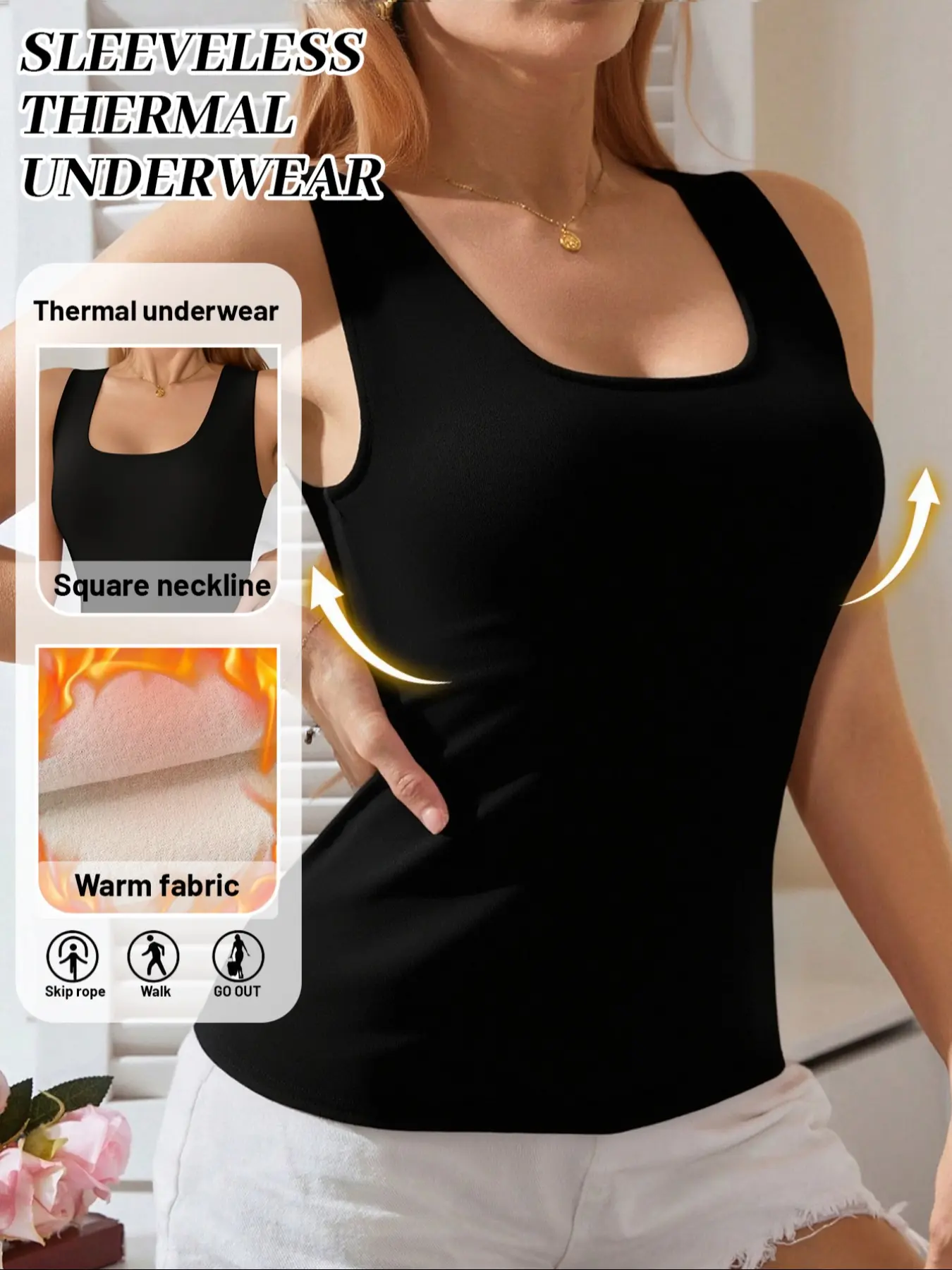 Cold Resistance for Autumn & Winter! 4-Pack Women's Thermal Tank Tops, Heat Retention, Fleece Lined & Skin-Friendly, Casual Slim-Fitting (No Bulk), Suitable for Layering or Outer Wear