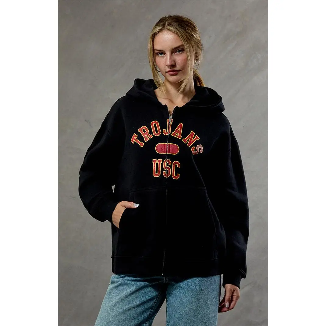 WILD COLLECTIVE Women's USC Trojans Embroidered Zip Up Hoodie