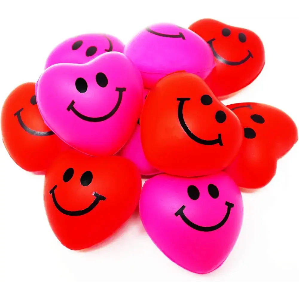 4E's Novelty 48-Pack Heart Stress Balls – 1.5” Mini Valentine Stress Hearts for Kids & Adults