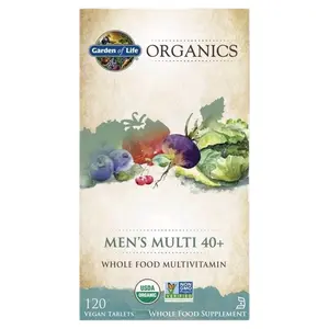 Garden of Life Organic Men's 40+ Daily Multivitamin Supplement - Essential Nutrients for Men Over 40
