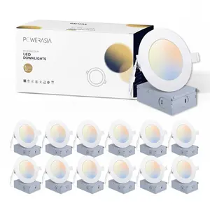 POWERASIA 12 Pack 4 Inch LED Recessed Ceiling Light, 5CCT Dimmable Medusalamp Downlight Panel Pin Night Light For Bedroom,Living,Corridor