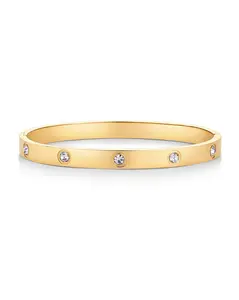 PAVOI 14K Gold Plated Classic Bangle Bracelet for Women - Designer Dupe Waterproof Stainless Steel Bracelets