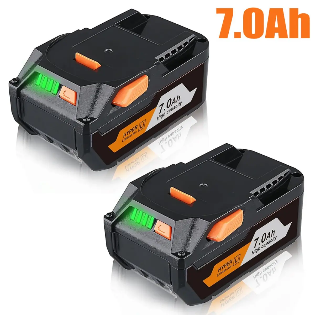 18V Lithium Ion Batteries (2-Pack, 7.0Ah, 126Wh) Replacement for Ridgid R840087, Compatible Fit with Ridgid R840085, R840083, R840086, R840089, AC840085, AC840086 Cordless Drill Power Tools, Lithium Ion Battery