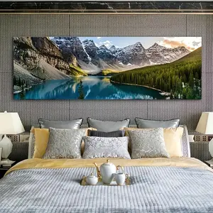 No Frame 36*12Inch Unframed Poster Stunning Lake Forest Mountain View Oil Painting Decor for Living Room & Bedroom Ornaments Home Wall Art  Unframed Abstract  Artistic Photo Print Print for Living Room Canvas Wall - Decoration Ornaments  Photo