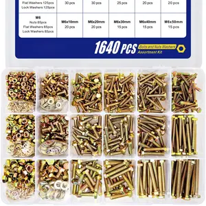 1640 count M4 M5 M6  and Nuts Assortment Kit Grade 8.8 Alloy Steel Hex Screws Nuts & Washers,Includes 15 Regular Sizes (Large Box)