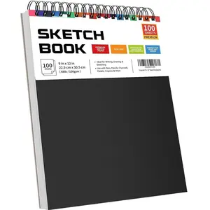 9" x 12" Sketch Book, 1-Pack 100 Sheets Spiral Bound Art Sketchbook, (68lb/100gsm) Acid Free Artist Drawing Book Paper Painting Sketching Pad for Students Adults Beginners
