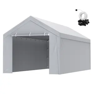 VEVOR Carport Replacement Canopy Cover Top + Side Wall 10 x 20 ft,  Garage Tent Shelter Tarp Heavy-Duty Waterproof & UV Protected, Easy Installation with Ball Bungees,White (Frame Not Included)