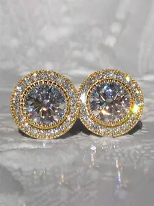 1 Pair Glamorous Cubic Zirconia Stud Earrings For Women For Wedding Engagement Anniversary Party Jewelry Valentine's Day Gift