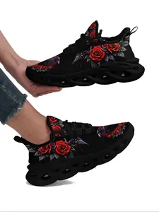 Women's Gothic Fashion Sneakers, Rose & Raven Art Casual Sports Shoes, Lightweight Lace-up Streetwear Trainers for Daily Wear Walk Travel and Outfits
