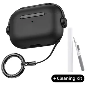 Case for AirPods Pro 3 2025 with Secure Lock, Shockproof Cover for Apple AirPods Pro 3, Headphone Accessories, Includes Keychain & Cleaning Kit, Drop Protection