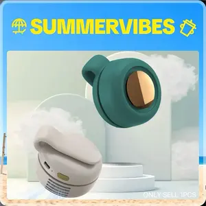 Portable small fan button type，Small lazy hand-held leafless rechargeable electric fan with hanging neck，Summer fan, suitable for gifts, Travel Fan, Battery Cooling, Portable Handheld Fan
