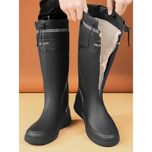 Men Waterproof Cotton Rain Boots Winter Warmth Height Increase Anti-Slip Comfortable Long Tube Rainboots New Arrival Slip Resistant Boots