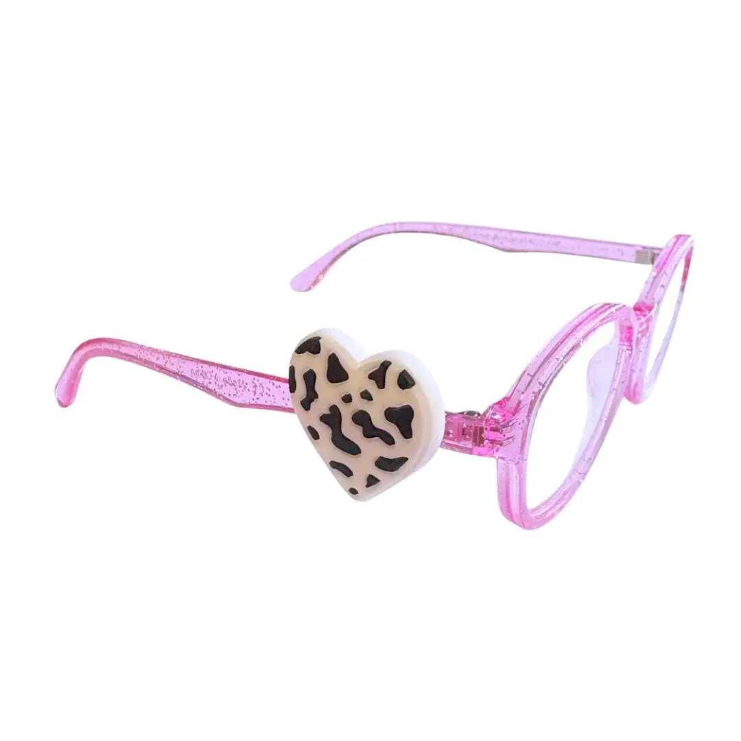 Cowprint Heart Glasses Charm for Kids | Fun Eyewear Accessory