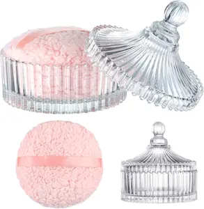 Extra Large Body Powder Puff and Container, 6 Inch Oversize Dust Powder Puff for Women Dusting Powder Holder , Pink