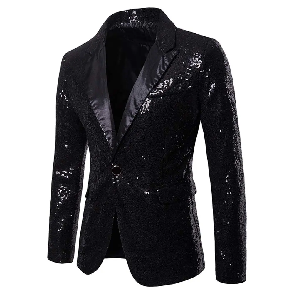 Mens One Button Sequin Dress Suit Jacket Party Festival Tuxedo Sport Coat backtoschool