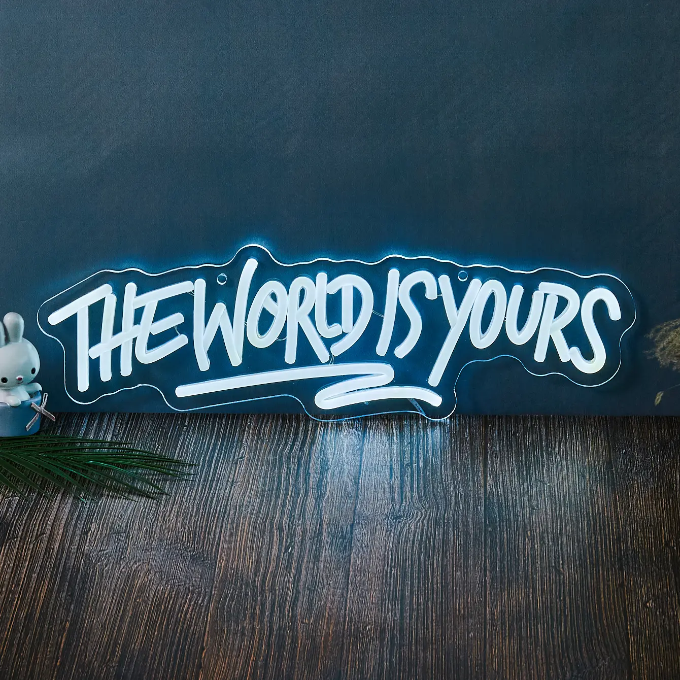 The World Is Yours Shaped LED Neon Sign - USB-Powered Wall Decor & Room Decor for Bedroom, Office - Motivational Festive Gift for Birthdays, Graduations - 17.7x5.5 in, Lights