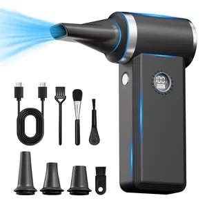 Compressed Air Duster- 150000 RPM Brushless Motor,1 Hour Full Charge,4-Speed Adjustable Electric Air Duster, Rechargeable Mini Duster Blower for PC,Keyboard,Car,Outdoors,Home and Snow Clearing,Black, Portable Air Blower