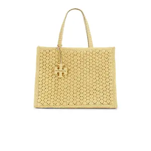 Tory Burch Ella Hand Crocheted Popcorn Stitch Large Tote Bag in Natural