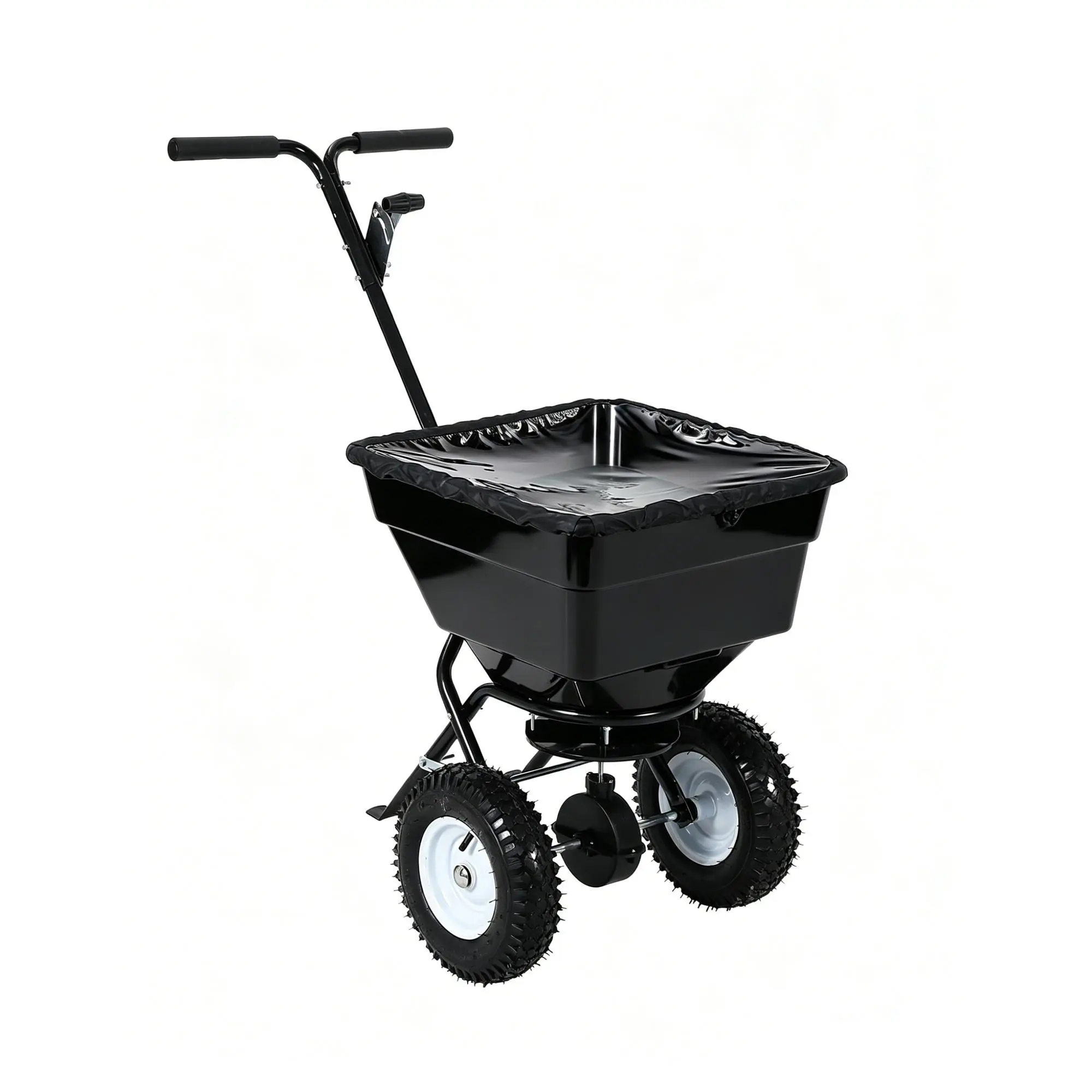 80LBS Push Broadcast Spreader – 12FT Coverage, 13" All-Terrain Wheels, Adjustable Flow – Heavy Duty Walk Behind Spreader for Fertilizer, Grass Seed & Ice Melt