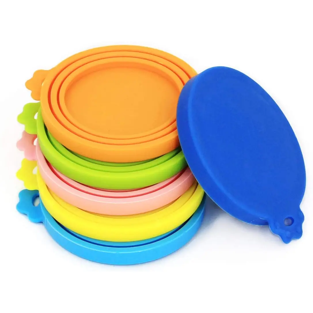 Comtim Pet Can Covers/6 Pack Silicone Dog Cat Food Can Lids/Universal Size Fit Most Standard Size Cans COMTIM