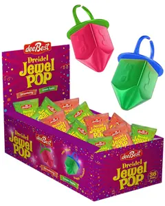 Dreidel Jewel Pop Ring Candy 36 Count Bulk Box | Kosher Certified Hanukkah Treats Holiday Party Favors Goodie Bag Fillers for Kids | Chanukah Dreidel Game Prizes & Festival of Lights Celebrations | Delicious Green Apple & Strawberry Flavors