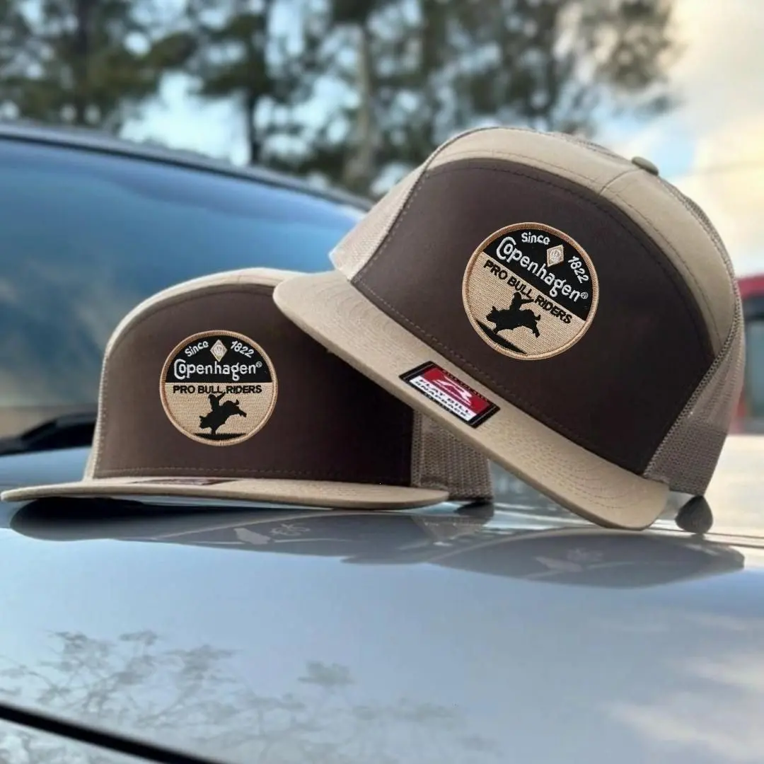 Western Bull Rider Embroidered Trucker Hat, Brown Tan Mesh Cap, Adjustable Snapback, Rodeo Cowboy Gift for Ranchers and Country Men, Unisex