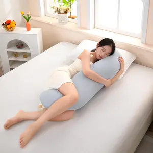 1pc Pillow, Long Rectangular Pregnancy Pillow Maternity Mummy Supplies for Side Sleepers, Includes Polyester Pillowcase, Soft and Fluffy Pillow Insert, Gray, 41.34 x 11.81 inches