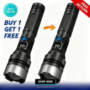 2pcs Buy 1 Get 1 Free, 2-In-1 Power Bank Flashlight, Super Bright, USB Charging, Zoomable, Compact, Perfect for Camping & Daily Use