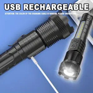 K-[Popular Choice] 2pcs LED USB Rechargeable Flashlights, Portable ABS Handheld Torches with COB Floodlight, 150-350LUMEN for Camping, Hiking, Travel, Emergency, Work Lights, Climb Mountains- 41